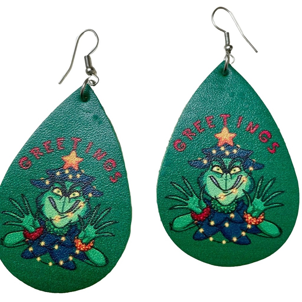 Grinch Teardrop Earrings